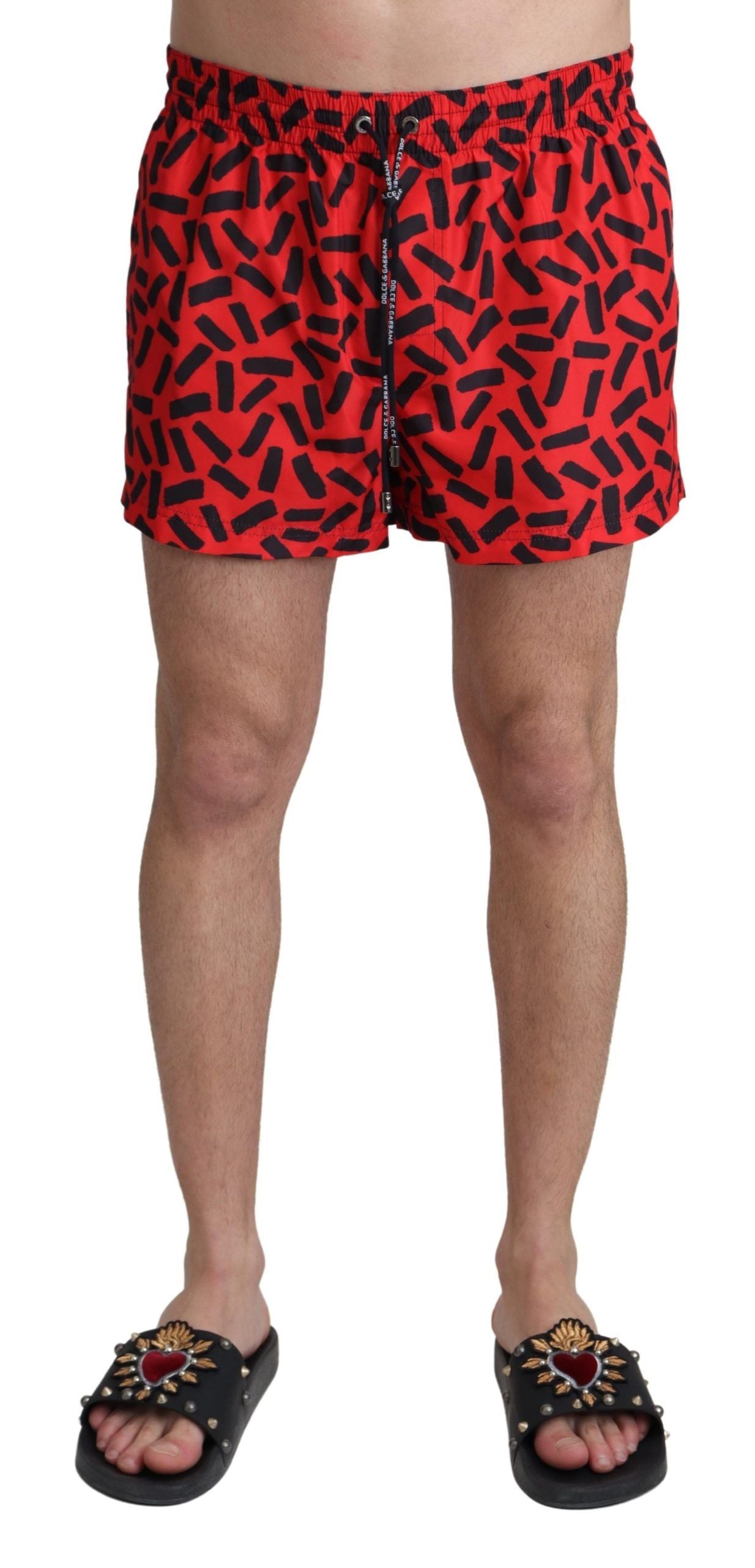 Dolce &amp; Gabbana Bright red drawstring swim shorts