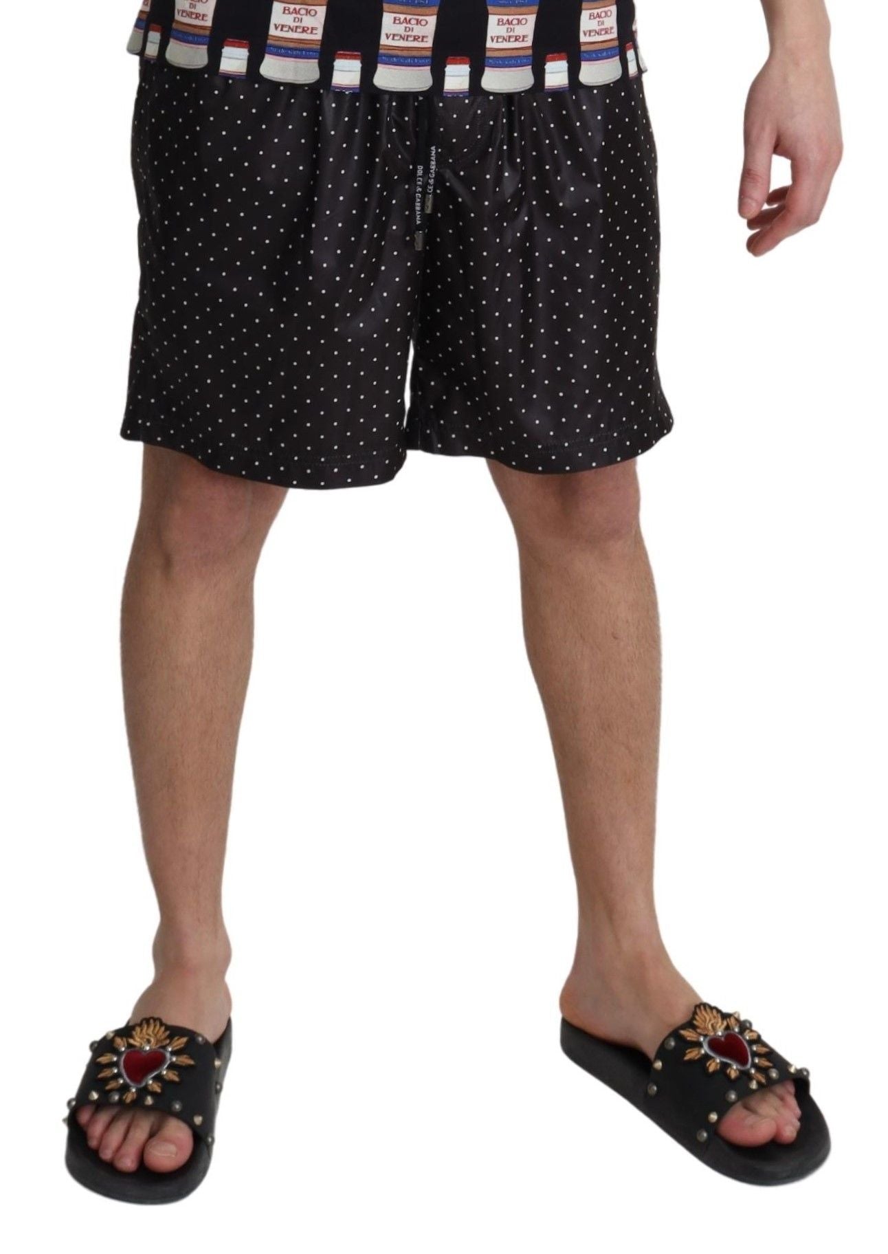 Dolce &amp; Gabbana Chic Black Polka Dot Men's Swim Trunks