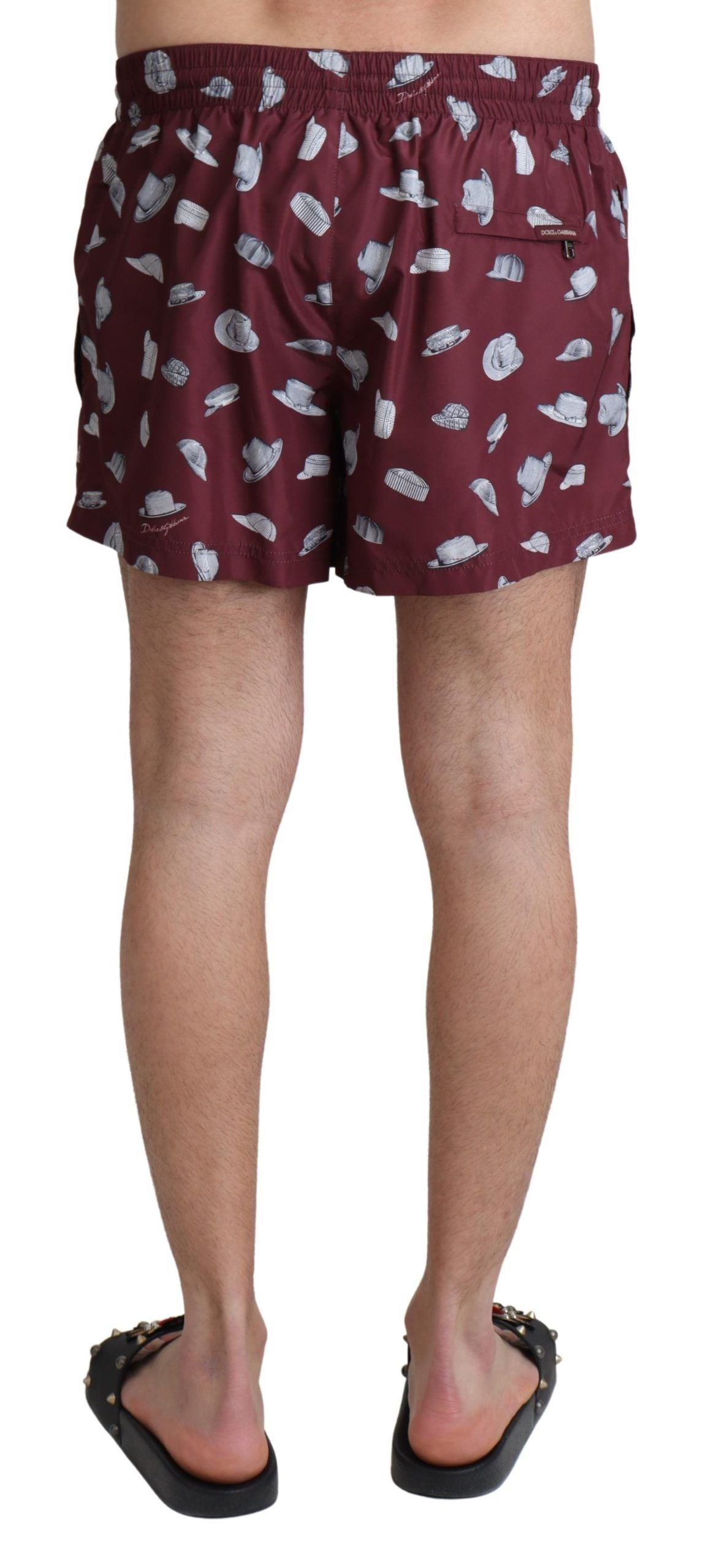 Dolce &amp; Gabbana Maroon Elegance Swim Shorts for Men