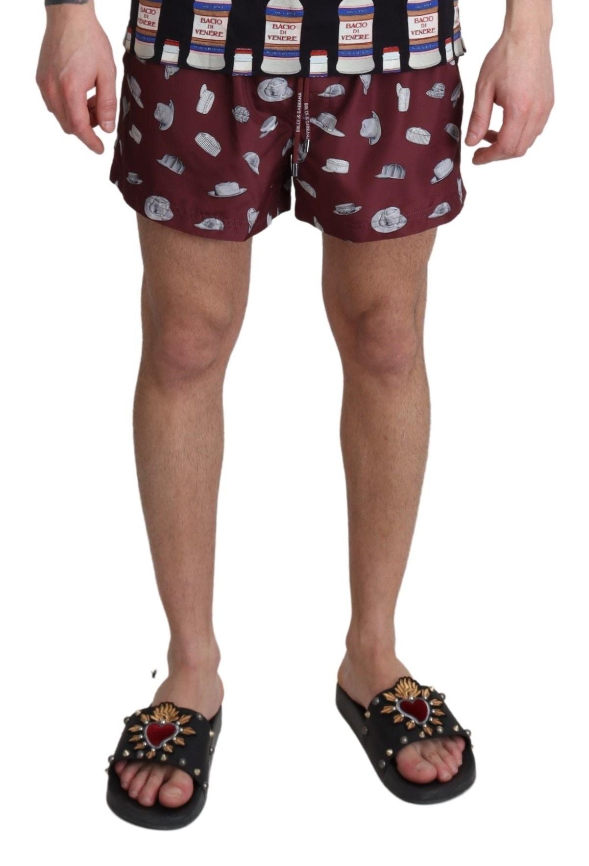 Dolce &amp; Gabbana Maroon Elegance Swim Shorts for Men