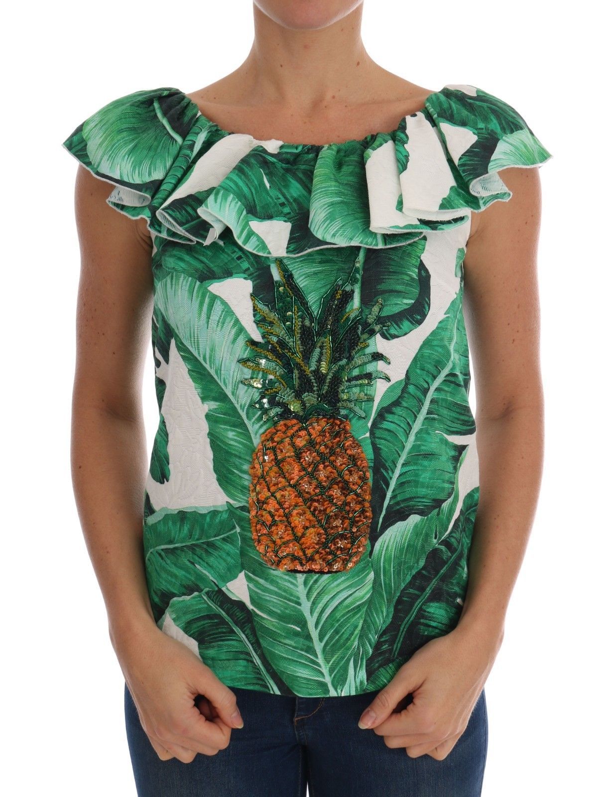 Dolce &amp; Gabbana Elegant pineapple blouse with sequins