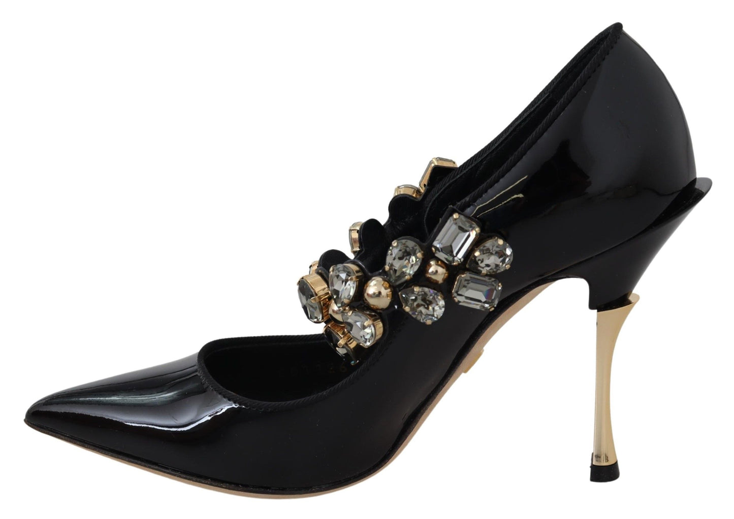 Dolce &amp; Gabbana Elegant Black Leather Crystal Pumps