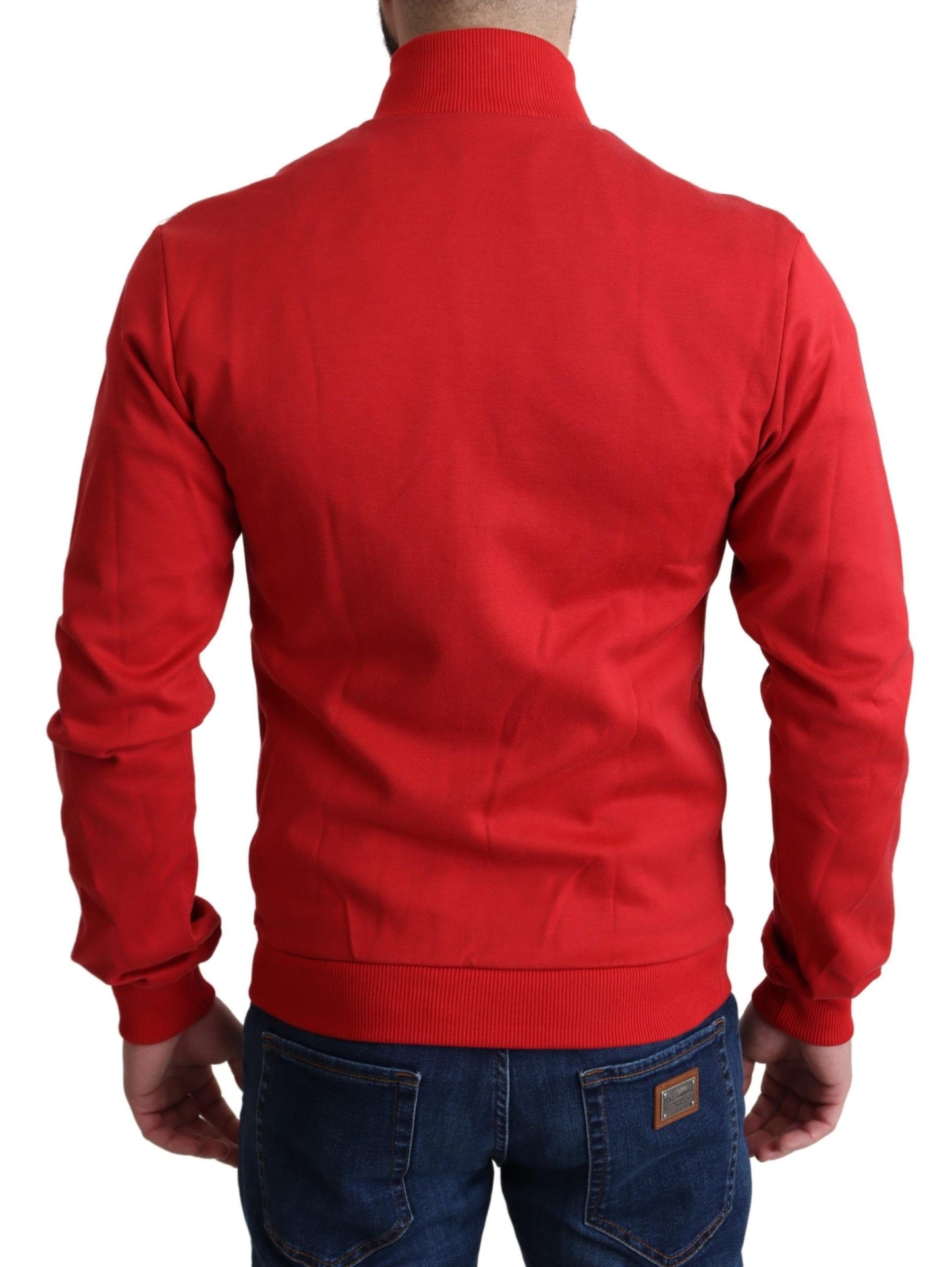 Dolce &amp; Gabbana Chic red turtleneck zip-up knit sweater