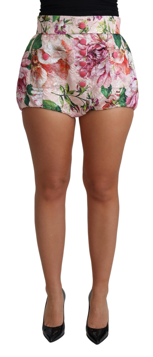 Dolce &amp; Gabbana Chic pink floral high waist hot pants