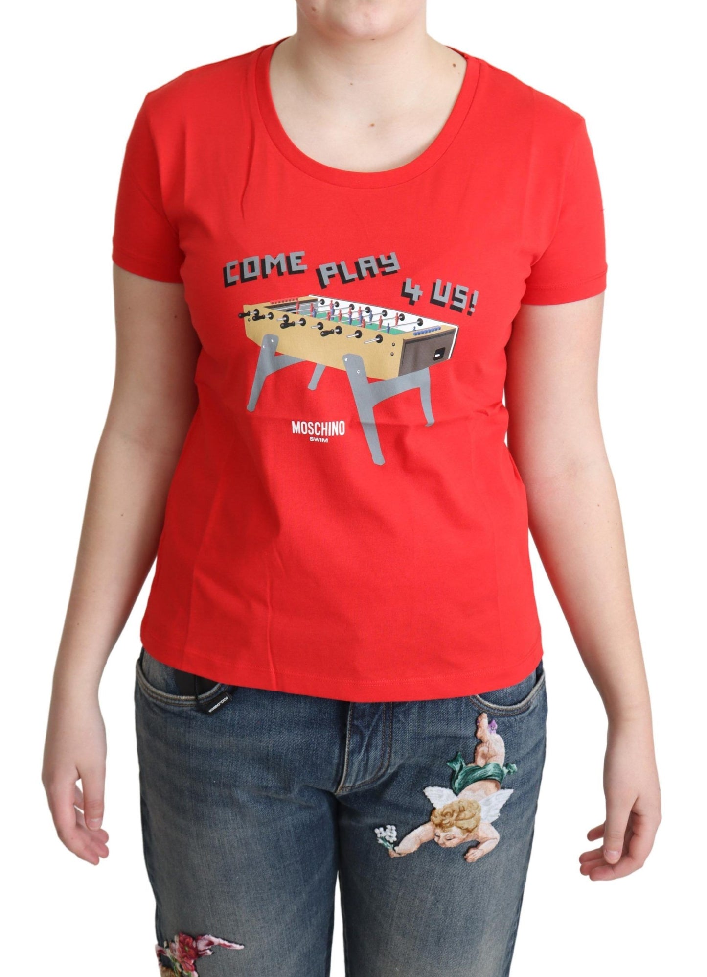 Moschino Chic red cotton T-shirt with playful print