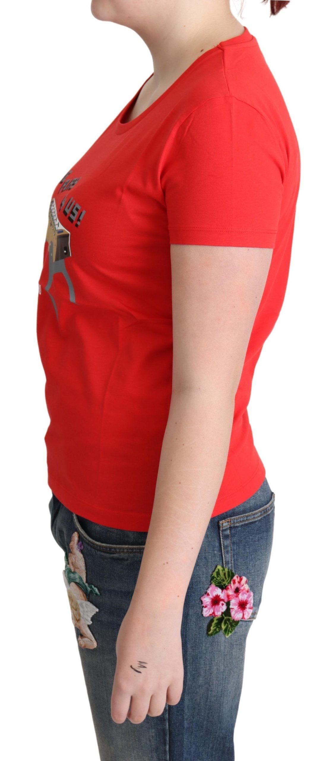 Moschino Chic red cotton T-shirt with playful print