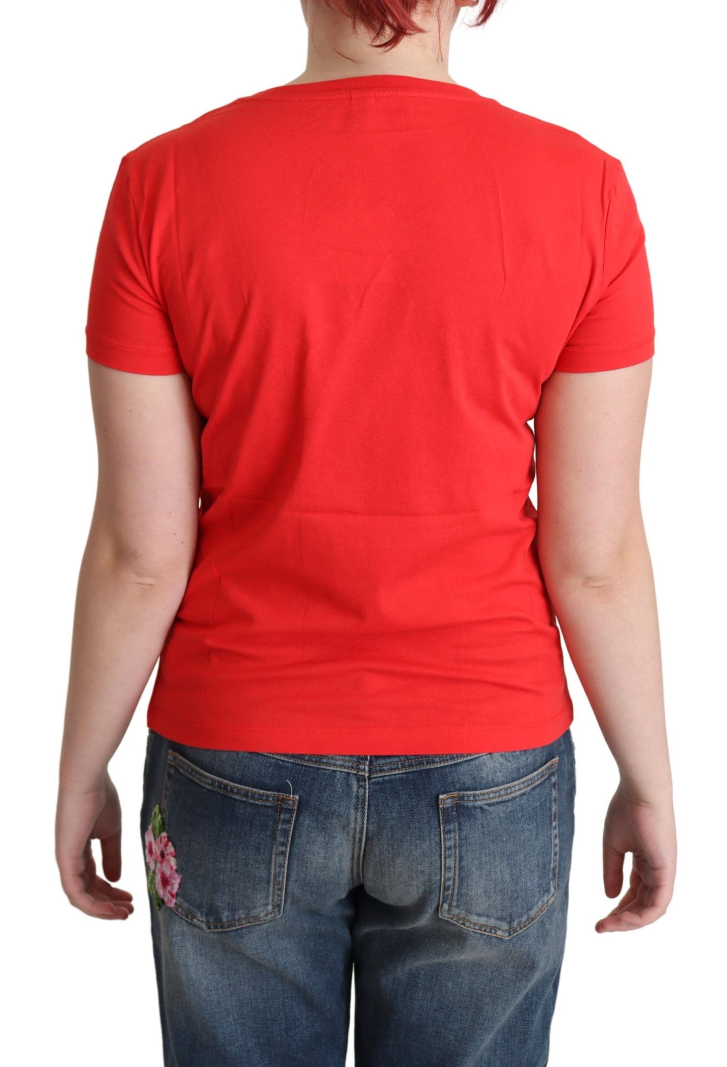 Moschino Chic red cotton T-shirt with playful print