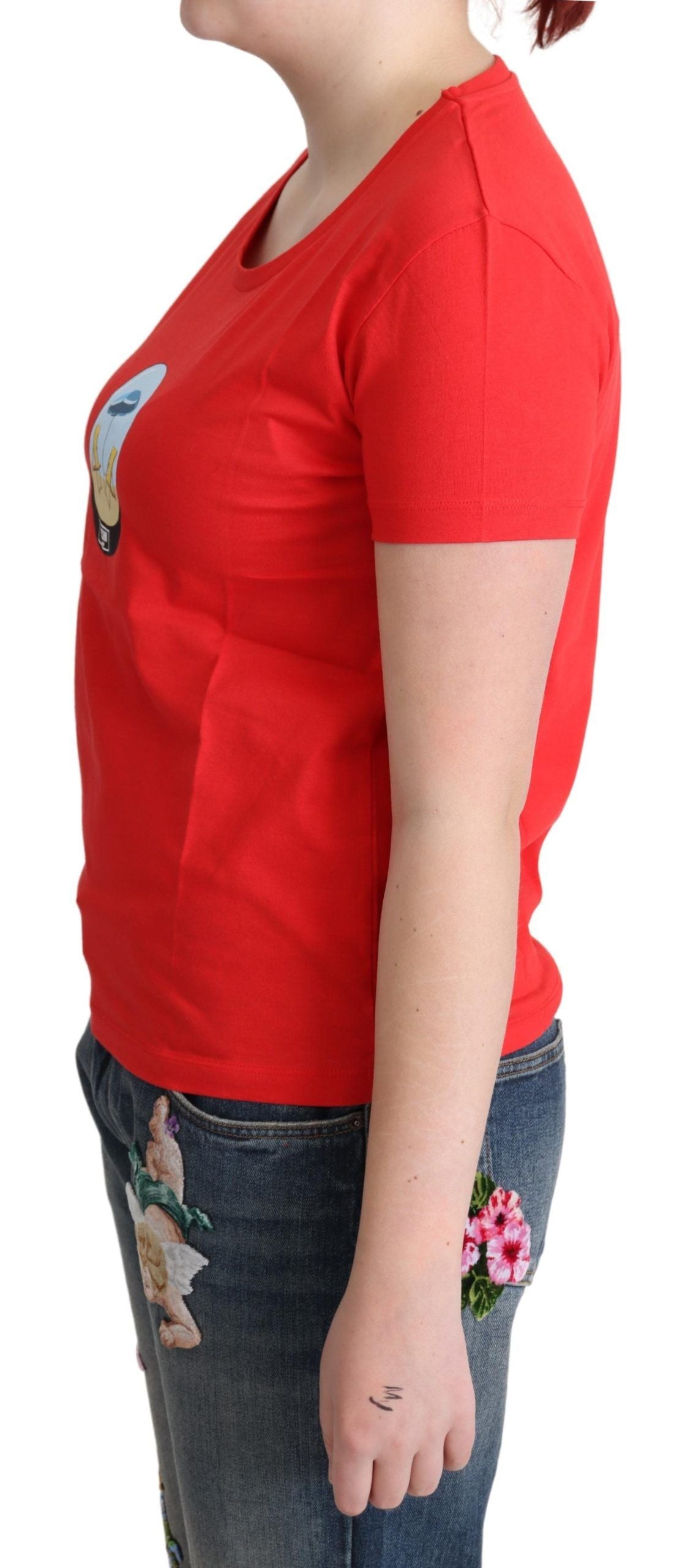 Moschino Chic red cotton T-shirt with signature print