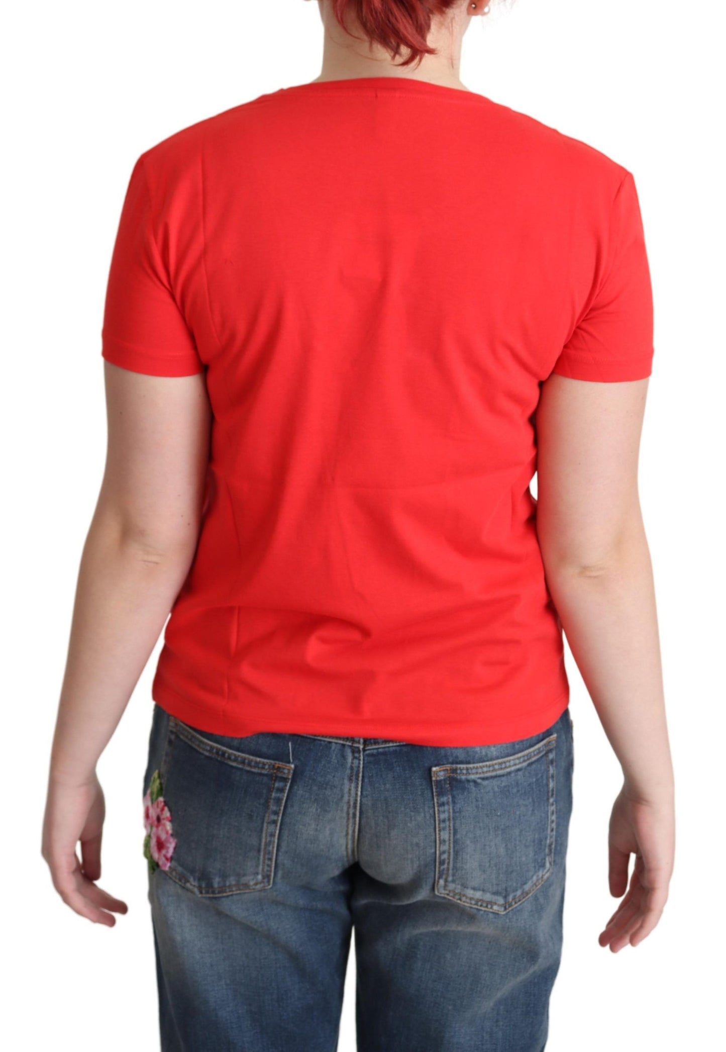 Moschino Chic red cotton T-shirt with signature print