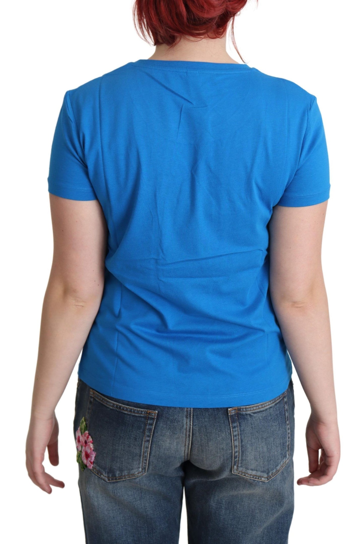 Moschino Chic blue cotton T-shirt with iconic print