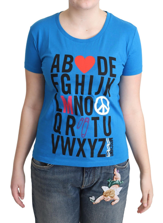 Moschino Chic Alphabet T-Shirt in Blue Cotton