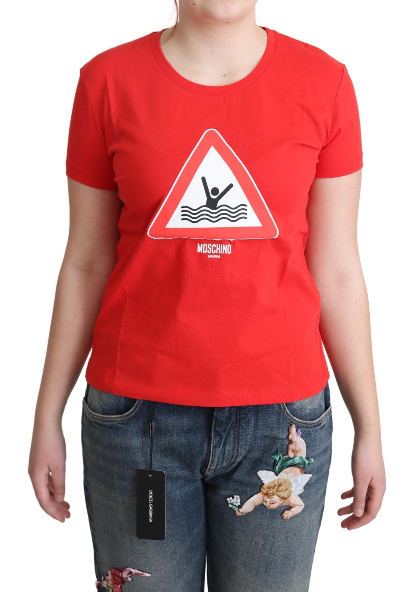 Moschino Chic Red Cotton Graphic T-Shirt