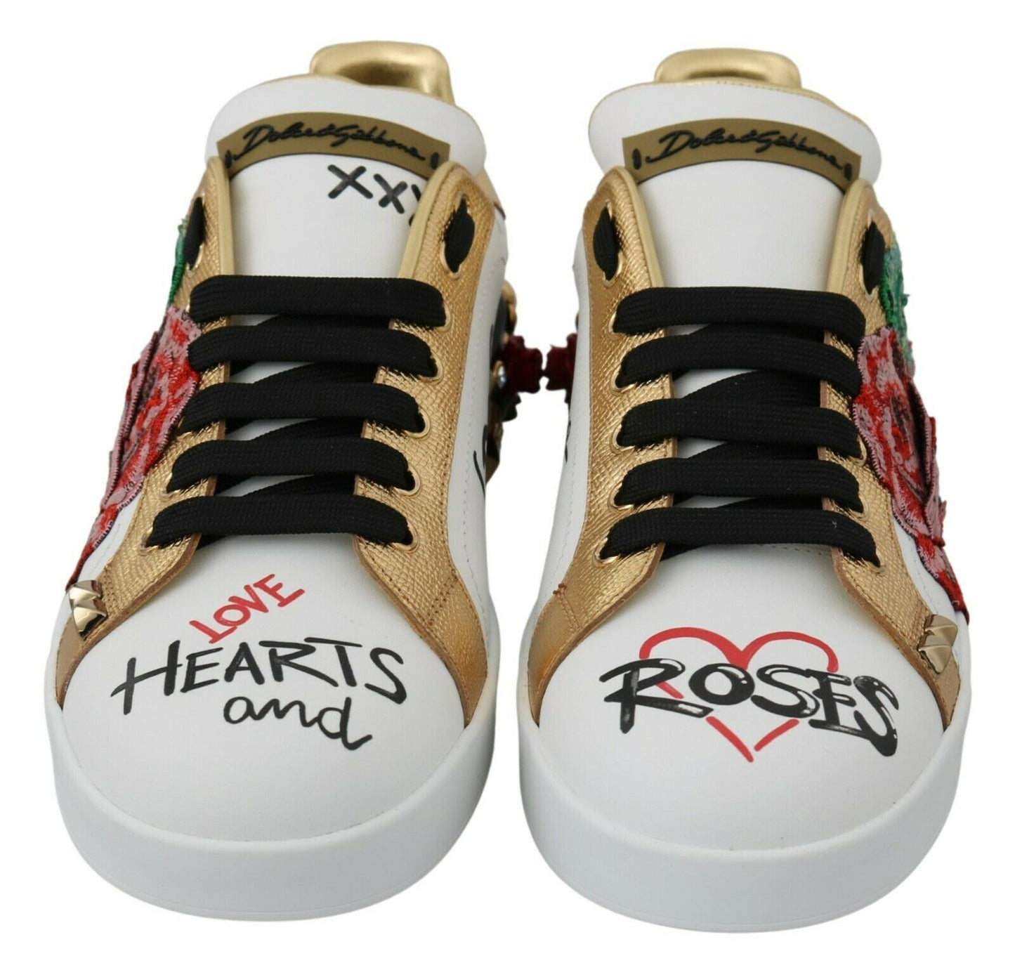 Dolce &amp; Gabbana Elegant leather sneakers with sequins and floral pattern