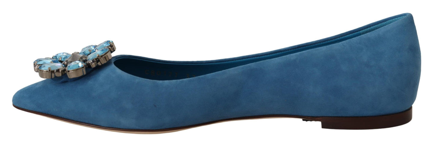 Dolce & Gabbana Elegante Flats aus Wildleder mit Kristallverzierung