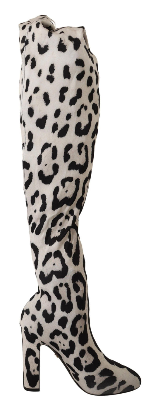 Dolce &amp; Gabbana Chic leopard boots with high heels and overknees