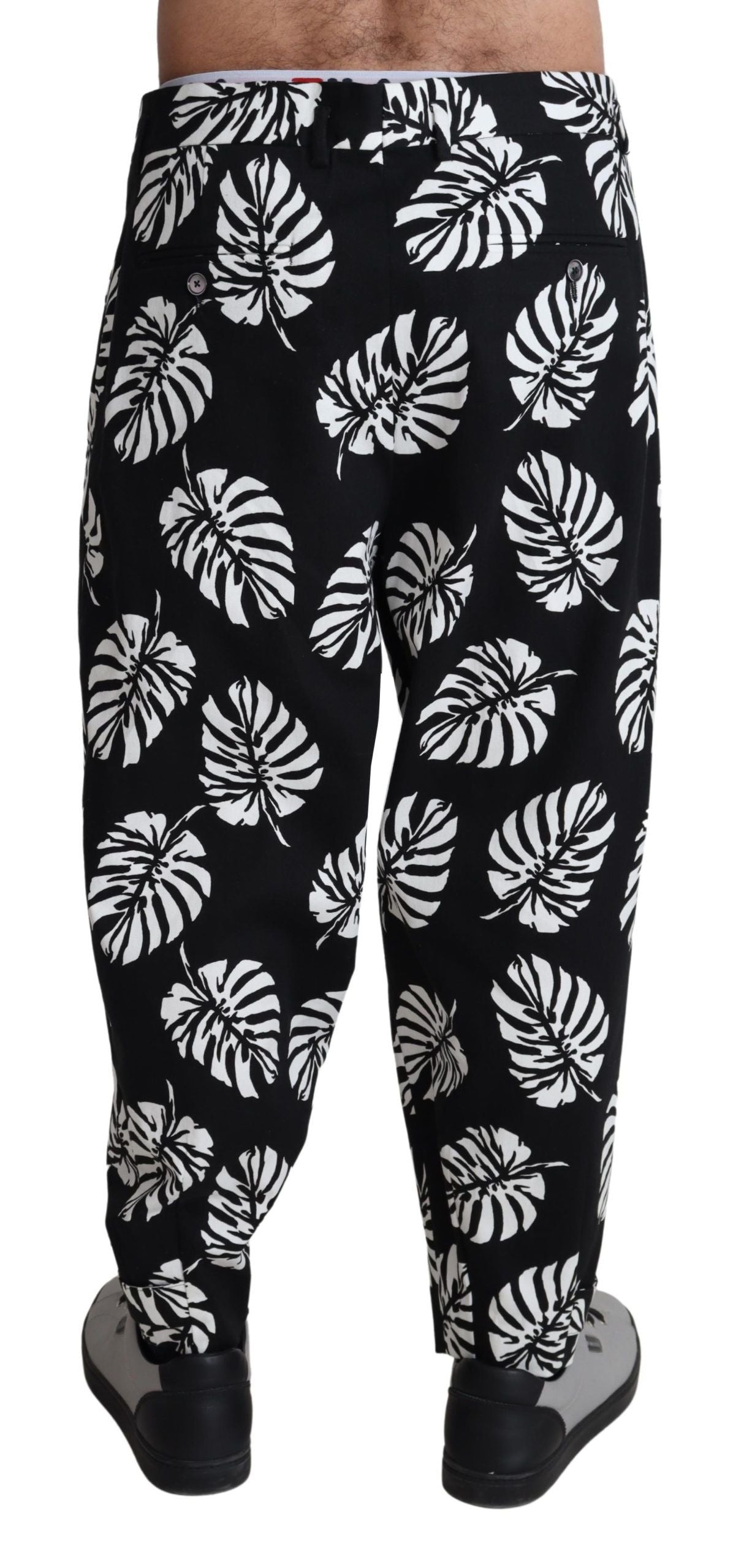 Dolce &amp; Gabbana Elegant cotton trousers with palm leaf print