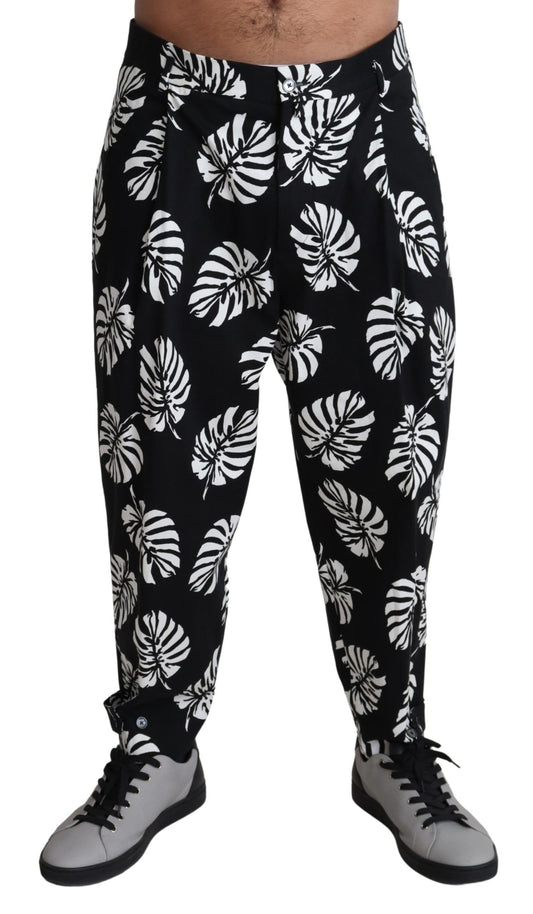 Dolce &amp; Gabbana Elegant cotton trousers with palm leaf print