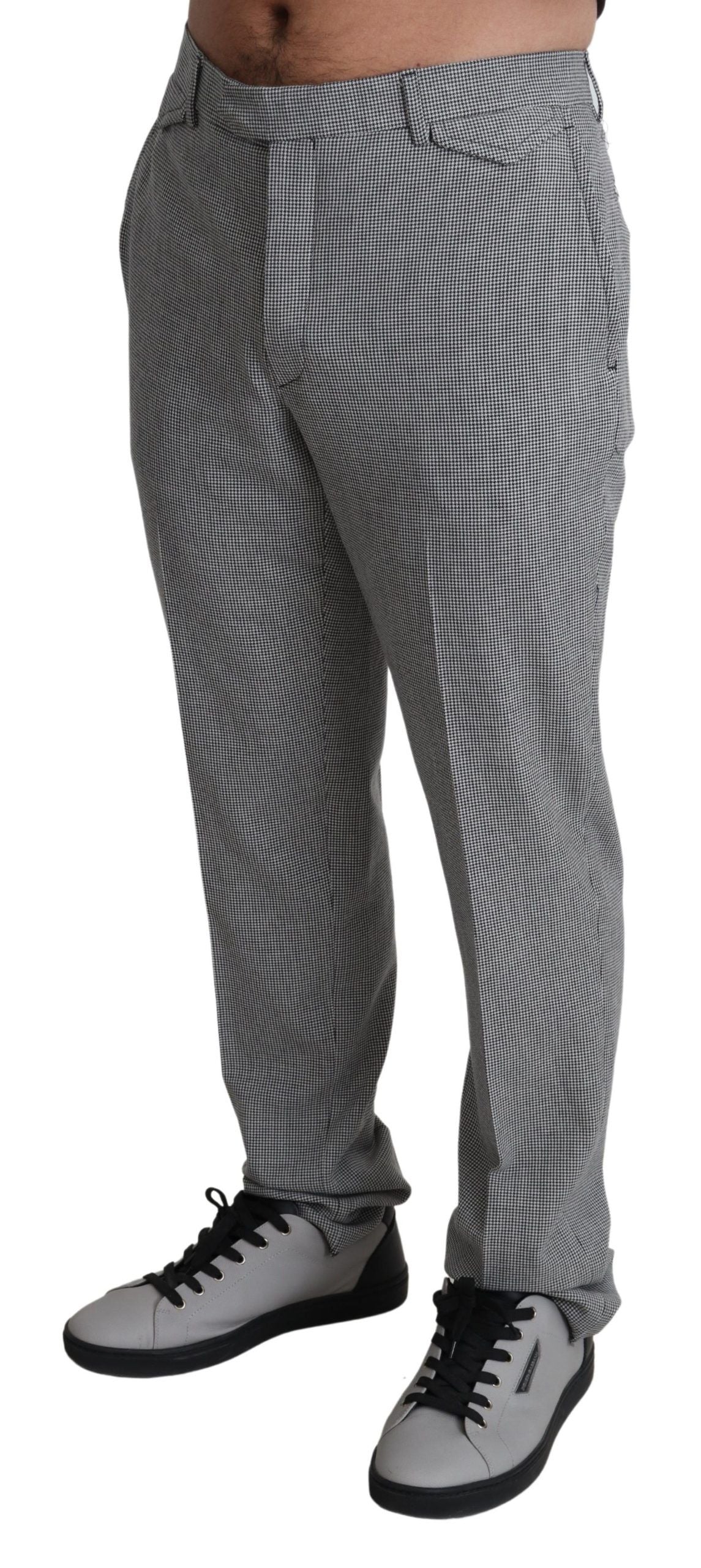 BENCIVENGA Elegant Checked Wool Formal Trousers