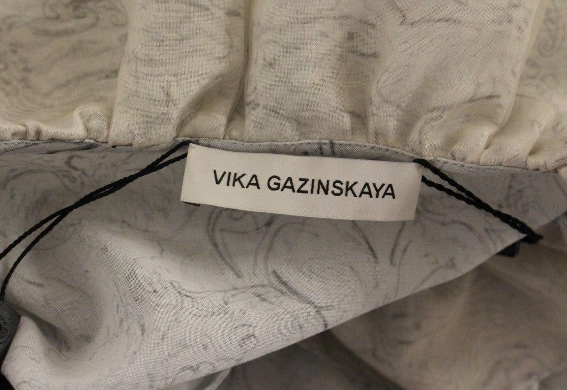 Vika Gazinskaya Elegant blue cotton tunic blouse