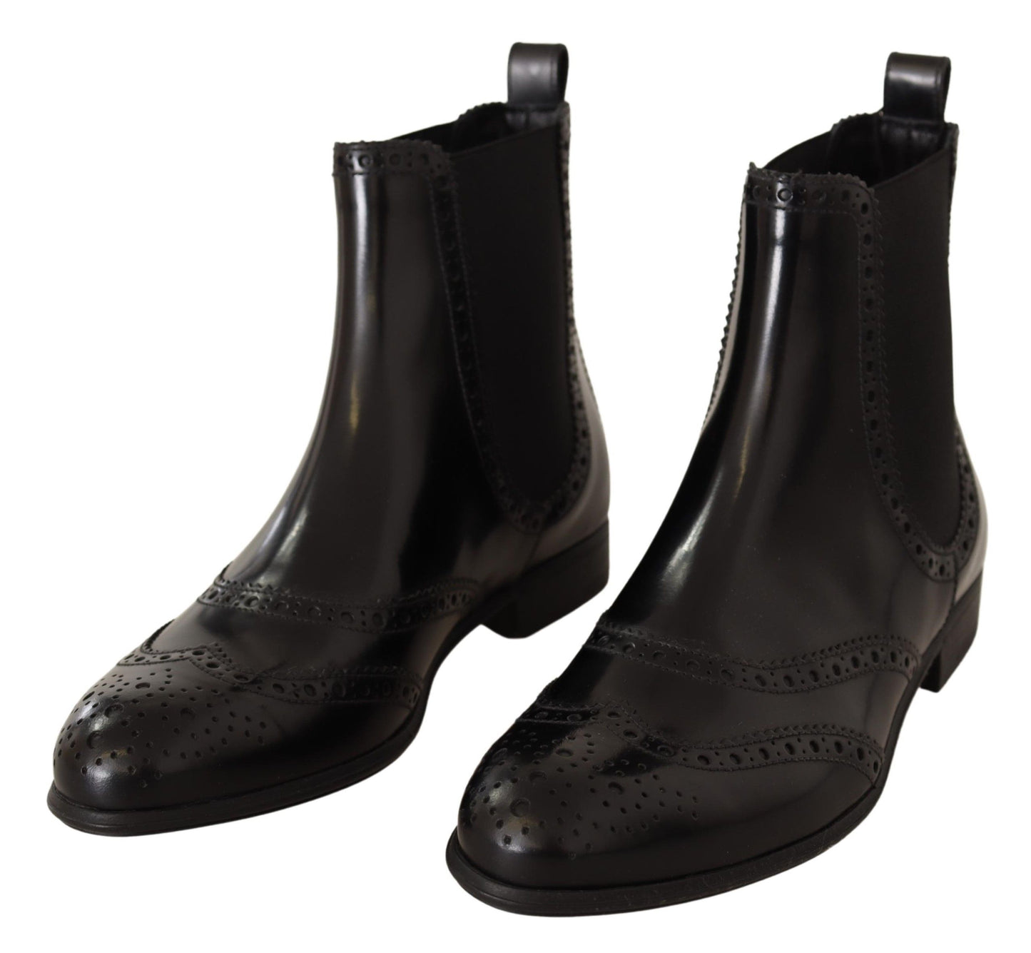 Dolce &amp; Gabbana Elegant Black Wingtip Oxford Ankle Boots