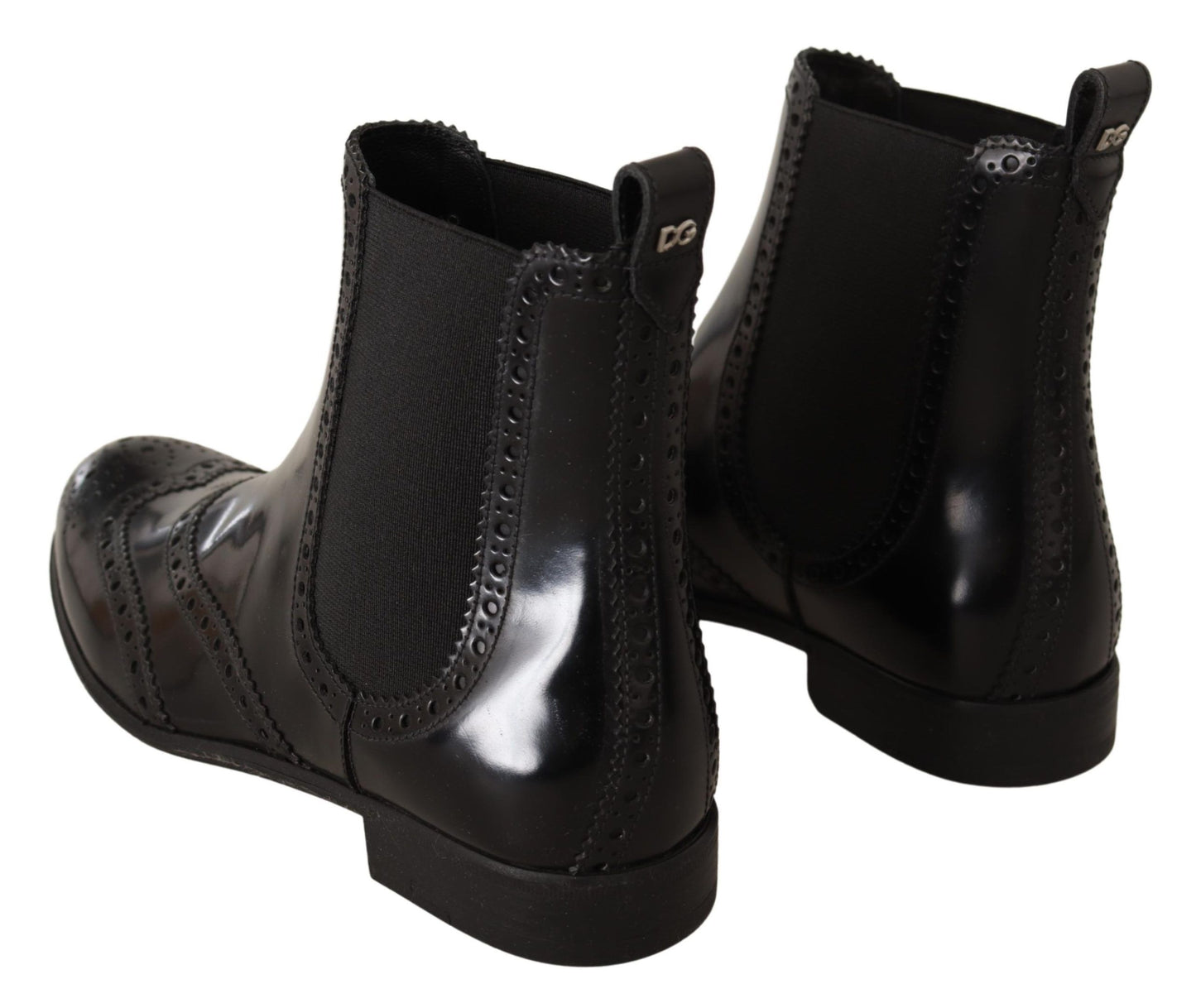 Dolce &amp; Gabbana Elegant Black Wingtip Oxford Ankle Boots