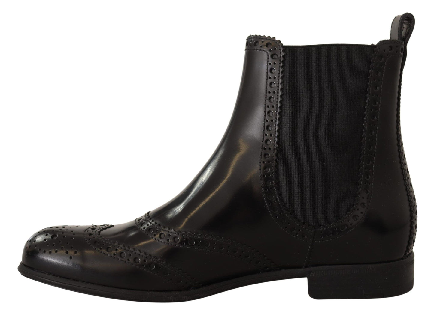 Dolce &amp; Gabbana Elegant Black Wingtip Oxford Ankle Boots