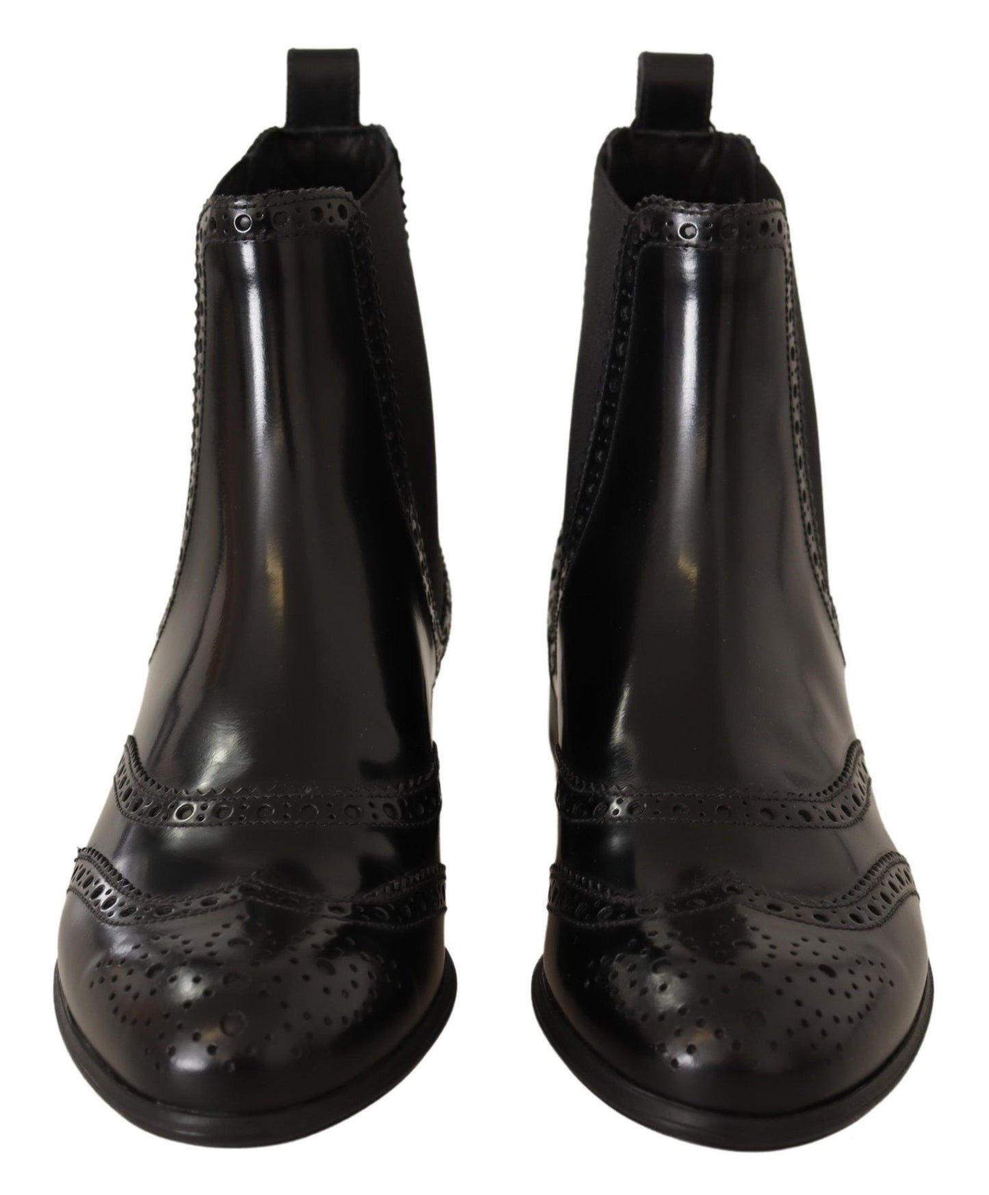 Dolce &amp; Gabbana Elegant Black Wingtip Oxford Ankle Boots