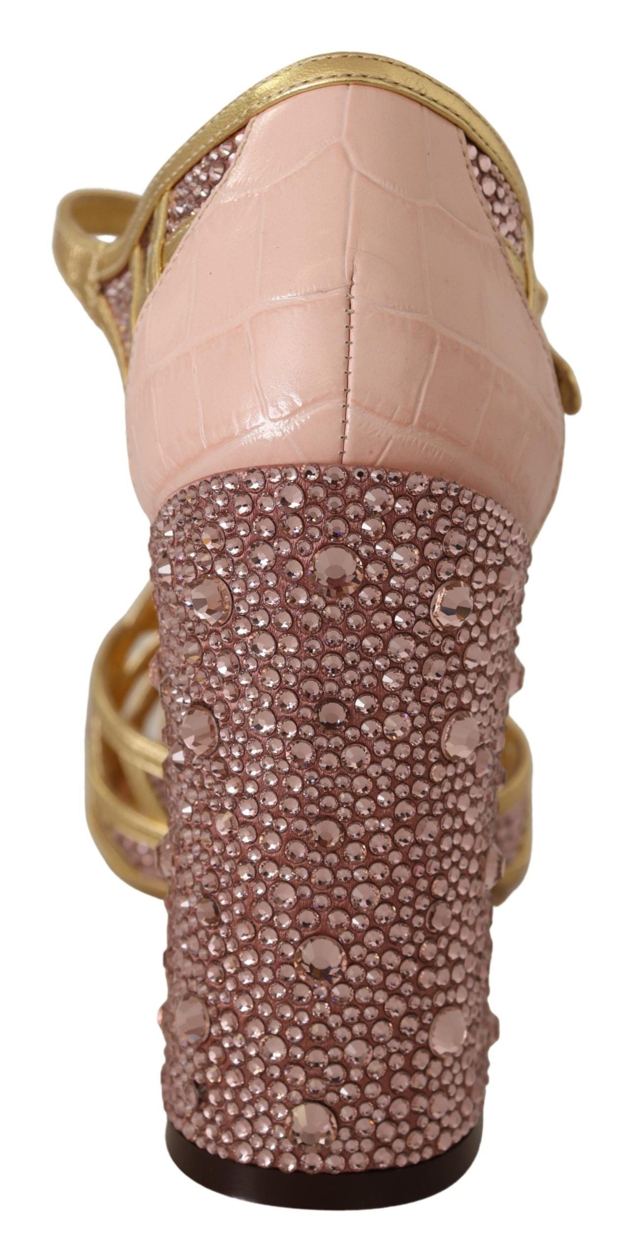 Dolce &amp; Gabbana crystal pumps in leather with silk content in rose gold