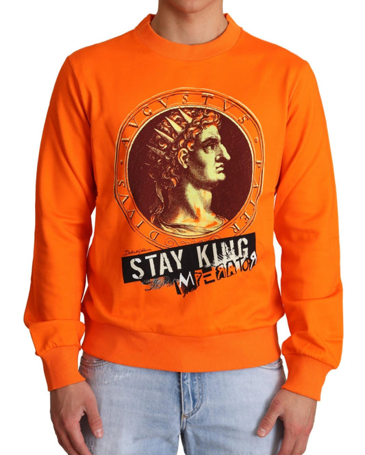 Dolce &amp; Gabbana Regal cotton crew neck sweater in orange