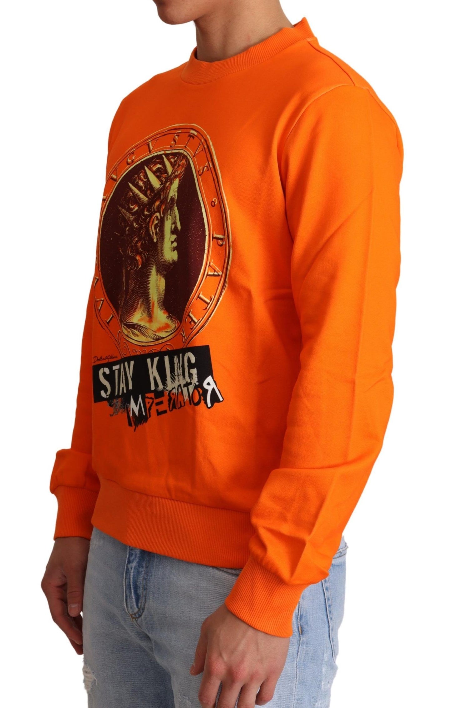 Dolce &amp; Gabbana Regal cotton crew neck sweater in orange