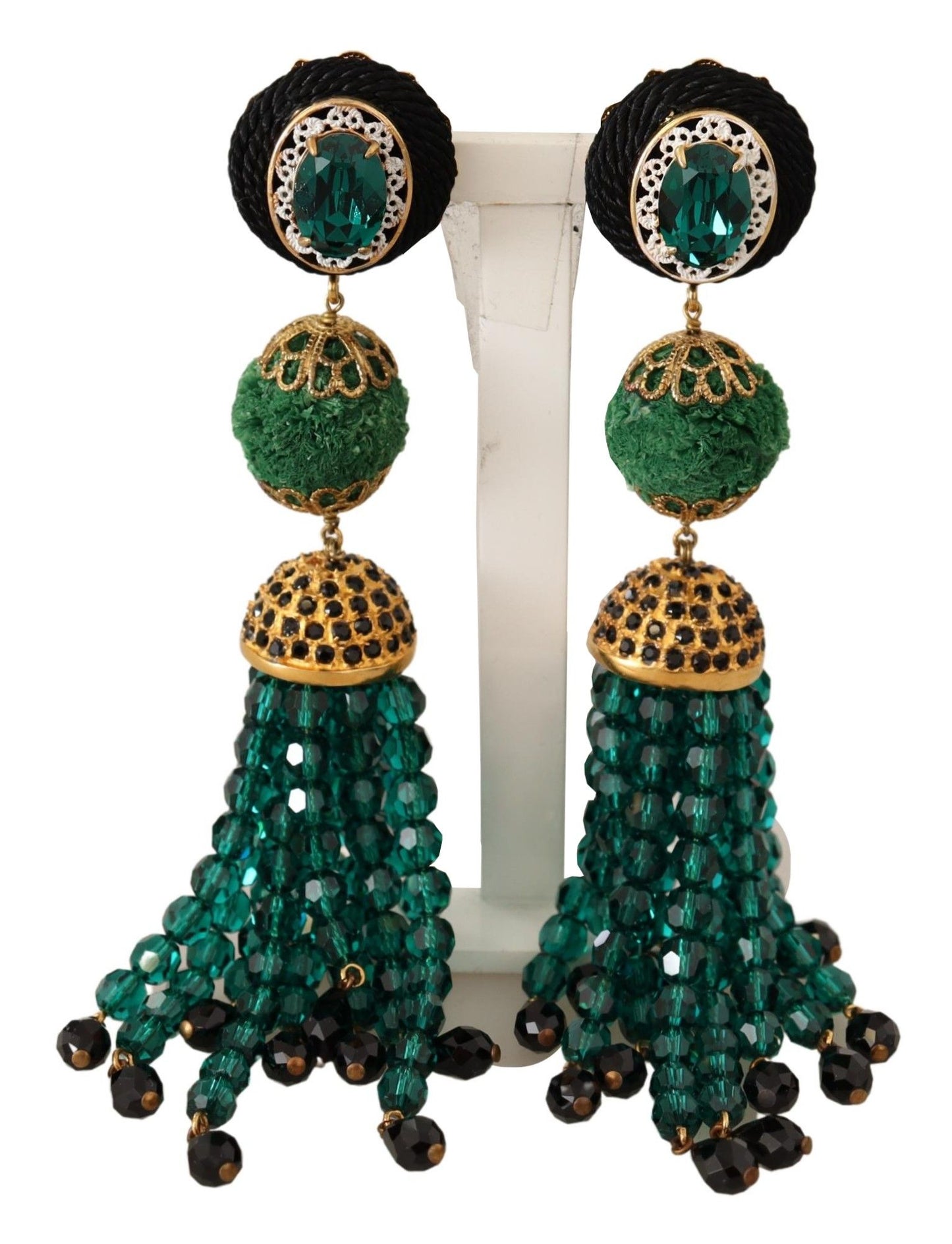 Dolce &amp; Gabbana Elegant Crystal Drop Earrings with Clip