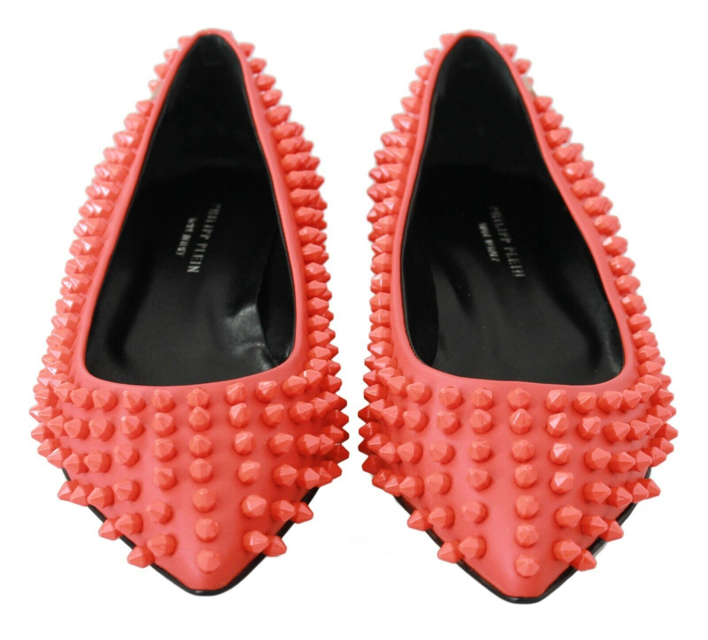 Philipp Plein orange pointed leather flats