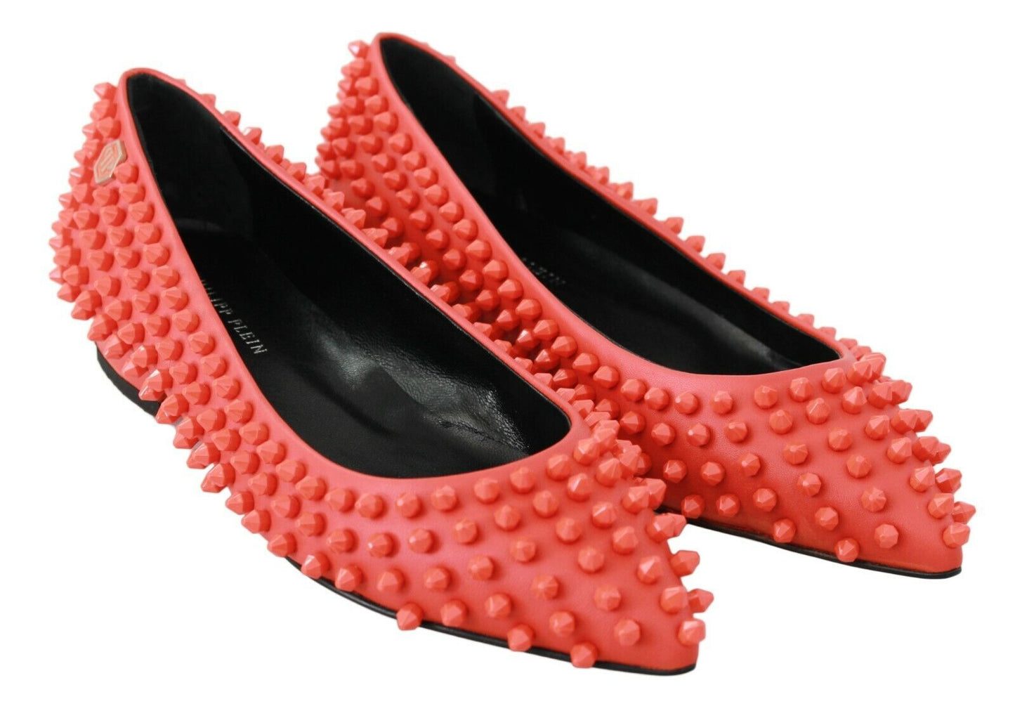 Philipp Plein orange pointed leather flats