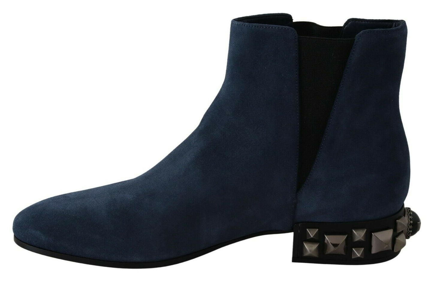 Dolce & Gabbana Schicke blaue mittellange Stiefel aus Wildleder mit Nieten-Details