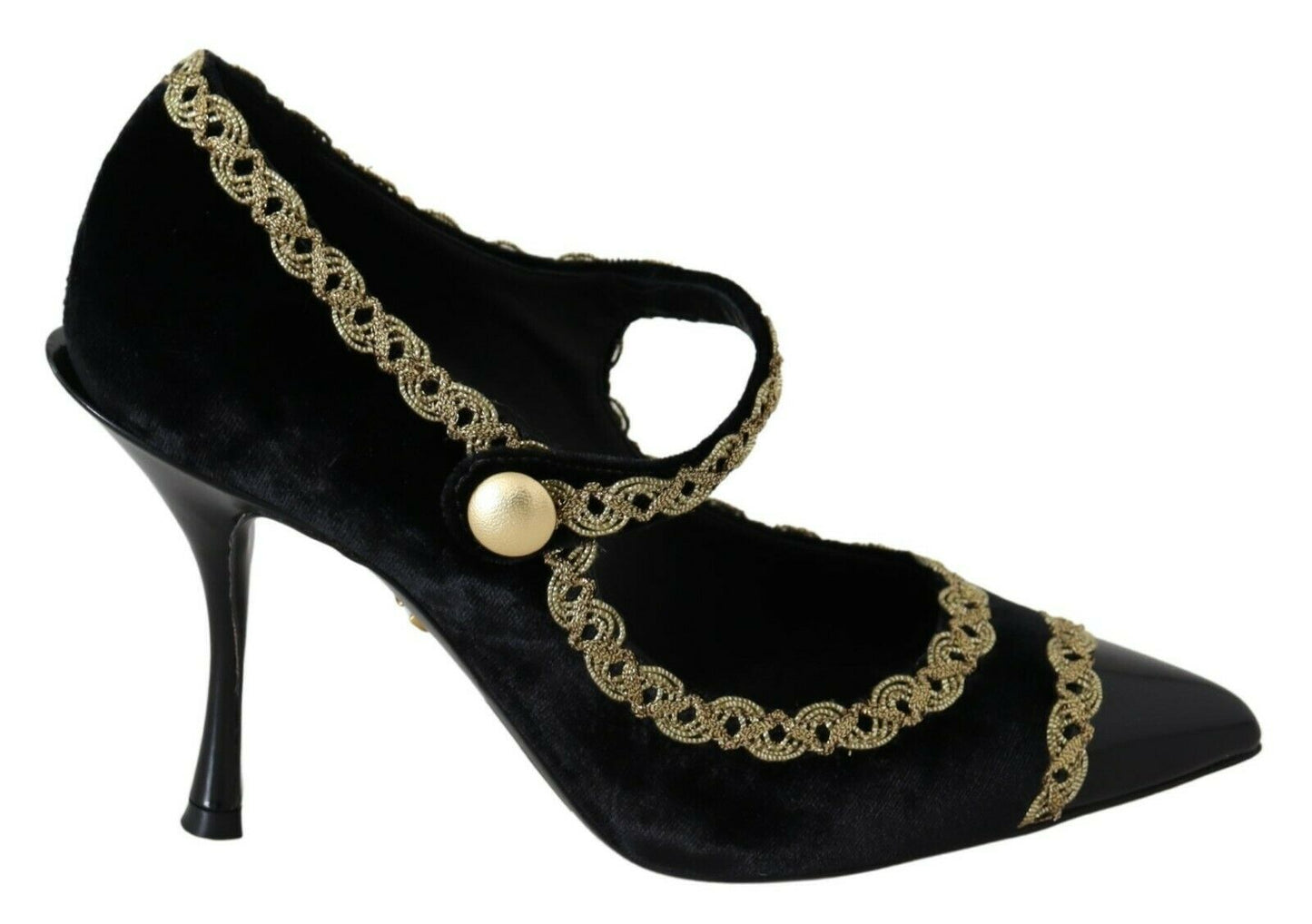 Dolce &amp; Gabbana Elegant pumps in black velvet with gold embroidery