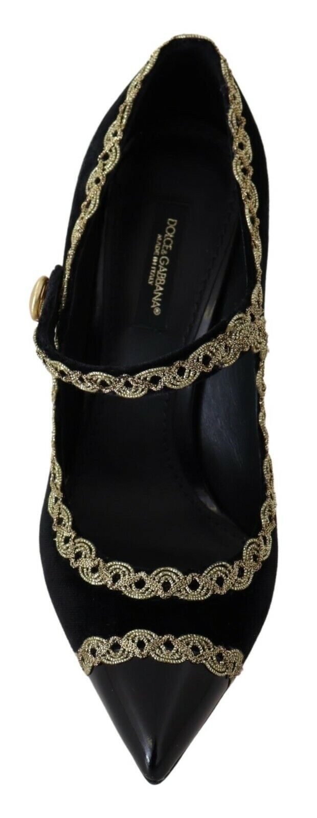 Dolce &amp; Gabbana Elegant pumps in black velvet with gold embroidery