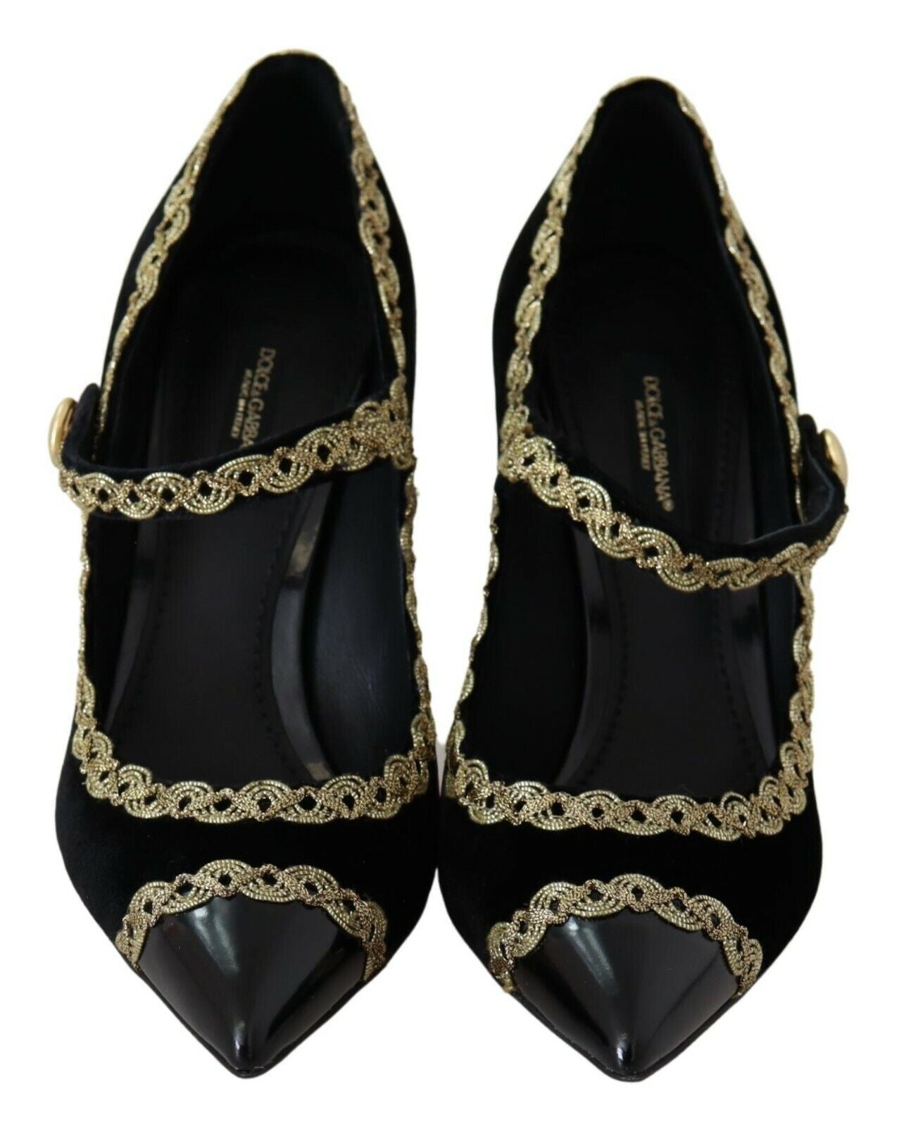 Dolce &amp; Gabbana Elegant pumps in black velvet with gold embroidery