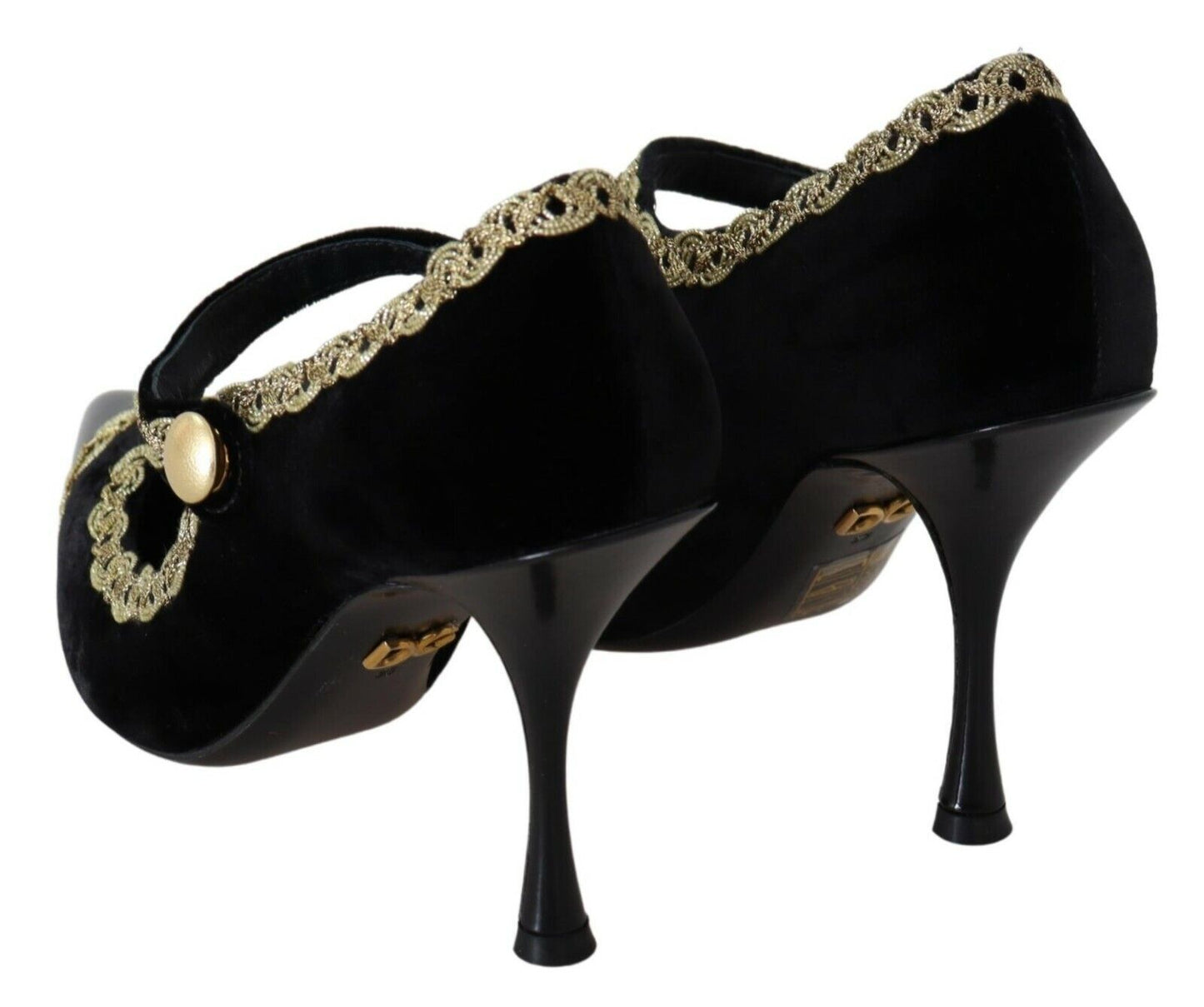 Dolce &amp; Gabbana Elegant pumps in black velvet with gold embroidery