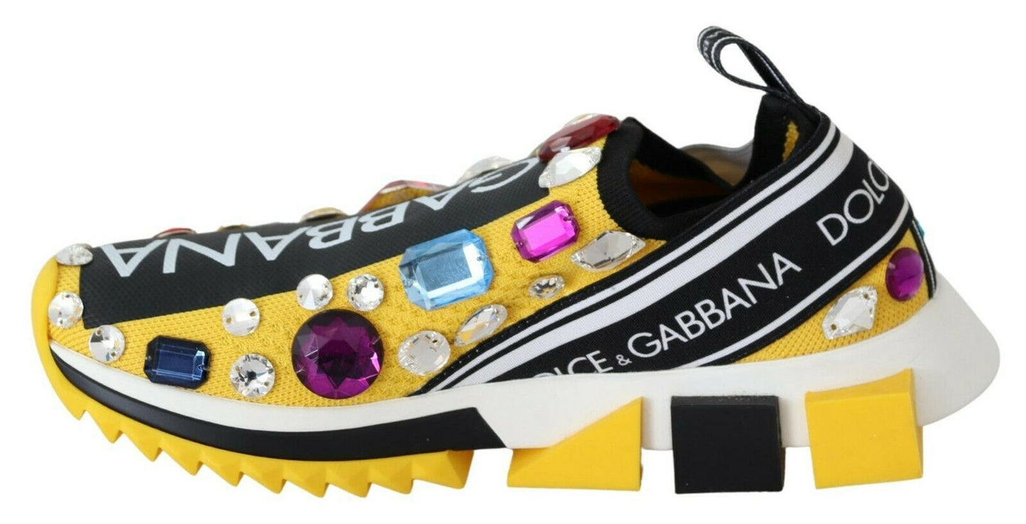 Dolce &amp; Gabbana Embellished Yellow Sorrento Sneakers