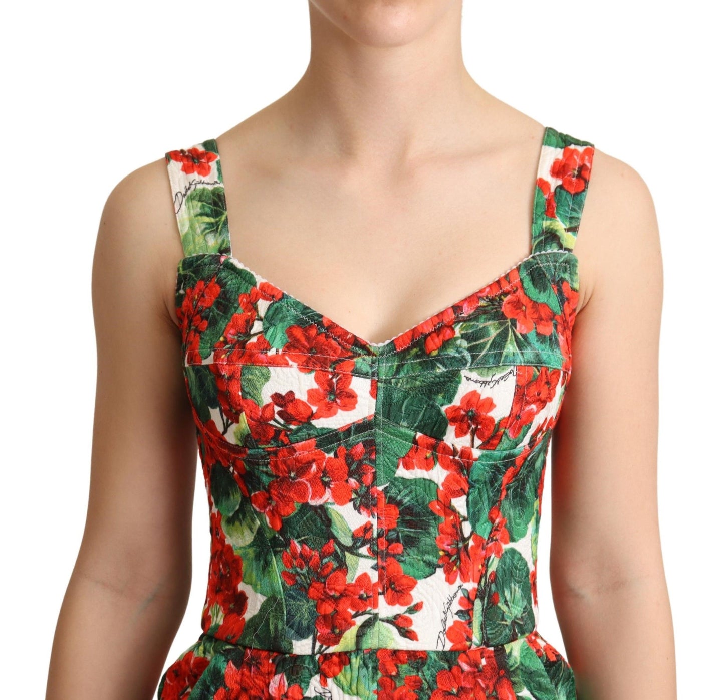 Dolce &amp; Gabbana Chic red geranium print sleeveless jumpsuit