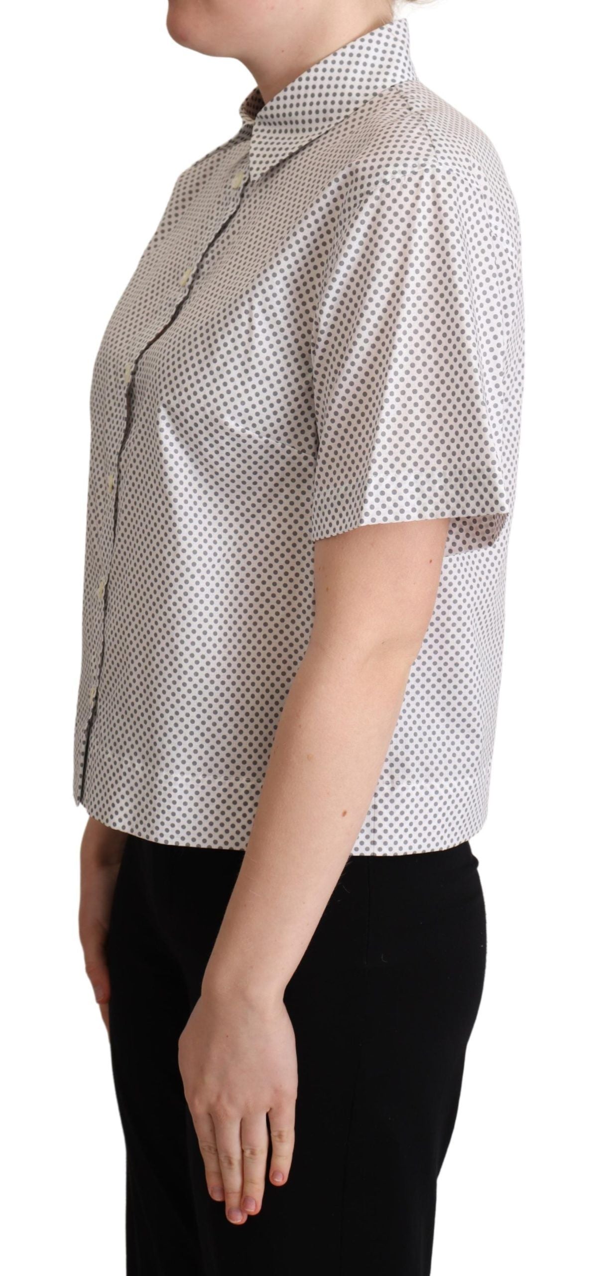 Dolce &amp; Gabbana Chic Grey Polka Dot Short Sleeve Polo