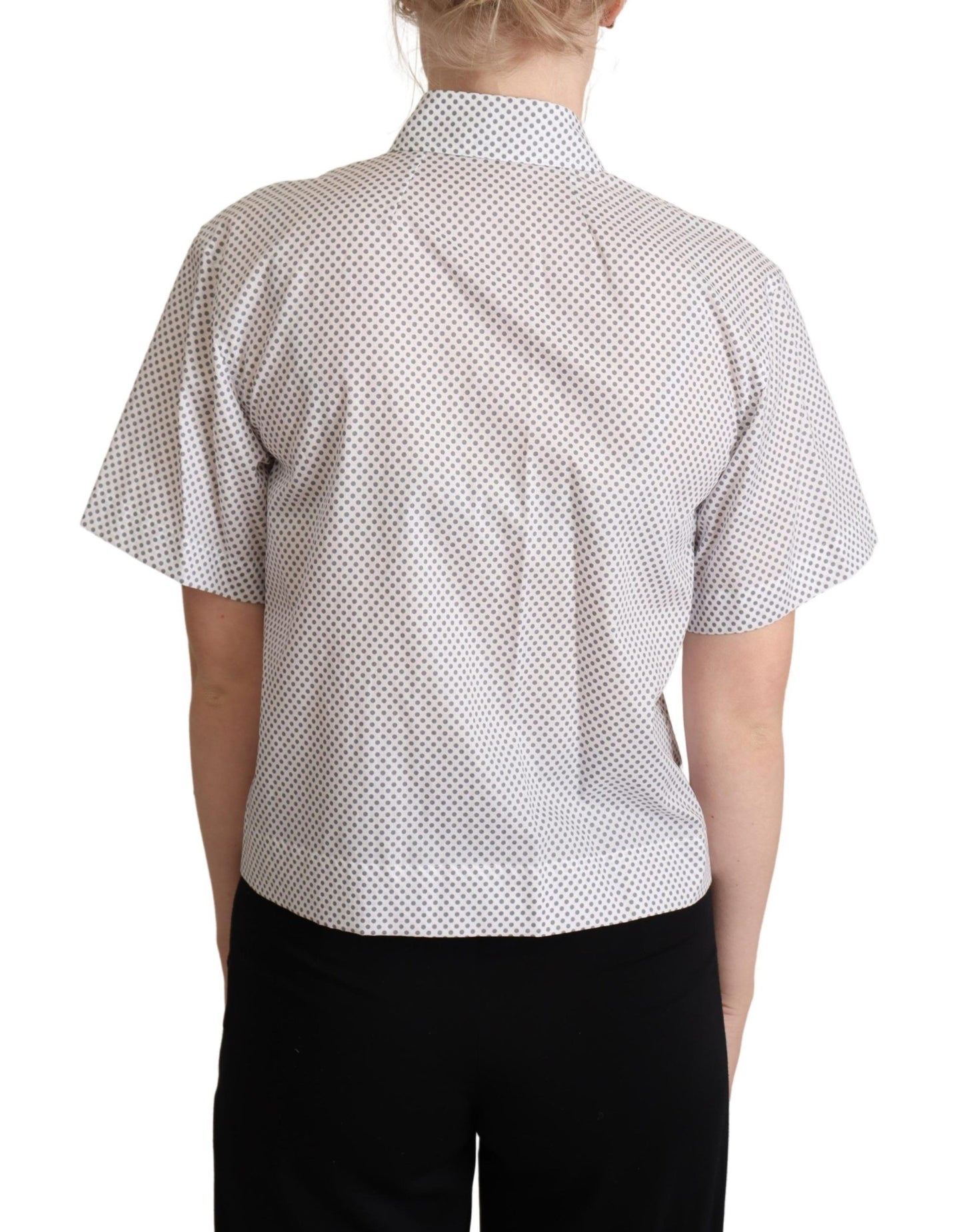 Dolce &amp; Gabbana Chic Grey Polka Dot Short Sleeve Polo