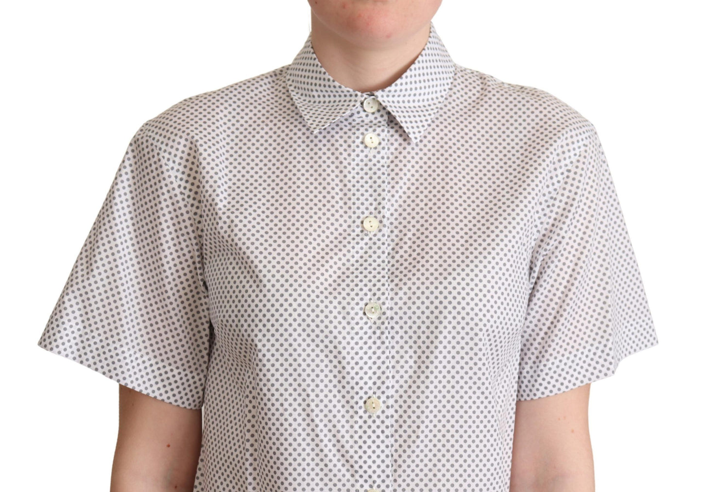 Dolce &amp; Gabbana Chic Grey Polka Dot Short Sleeve Polo