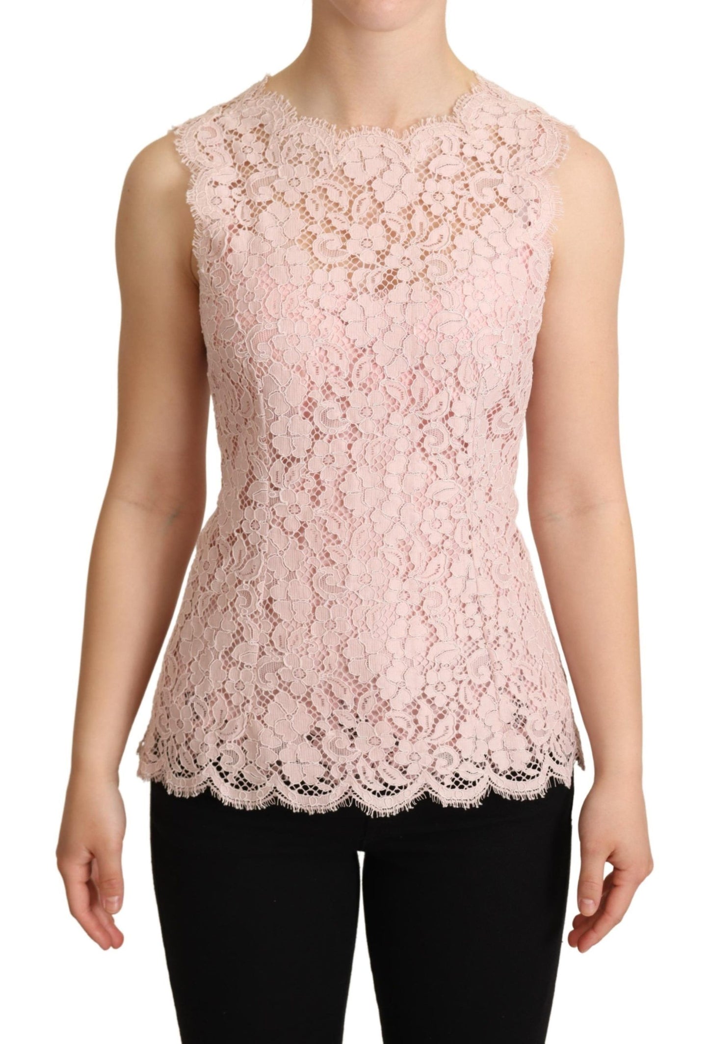 Dolce &amp; Gabbana Elegant pink sleeveless lace blouse