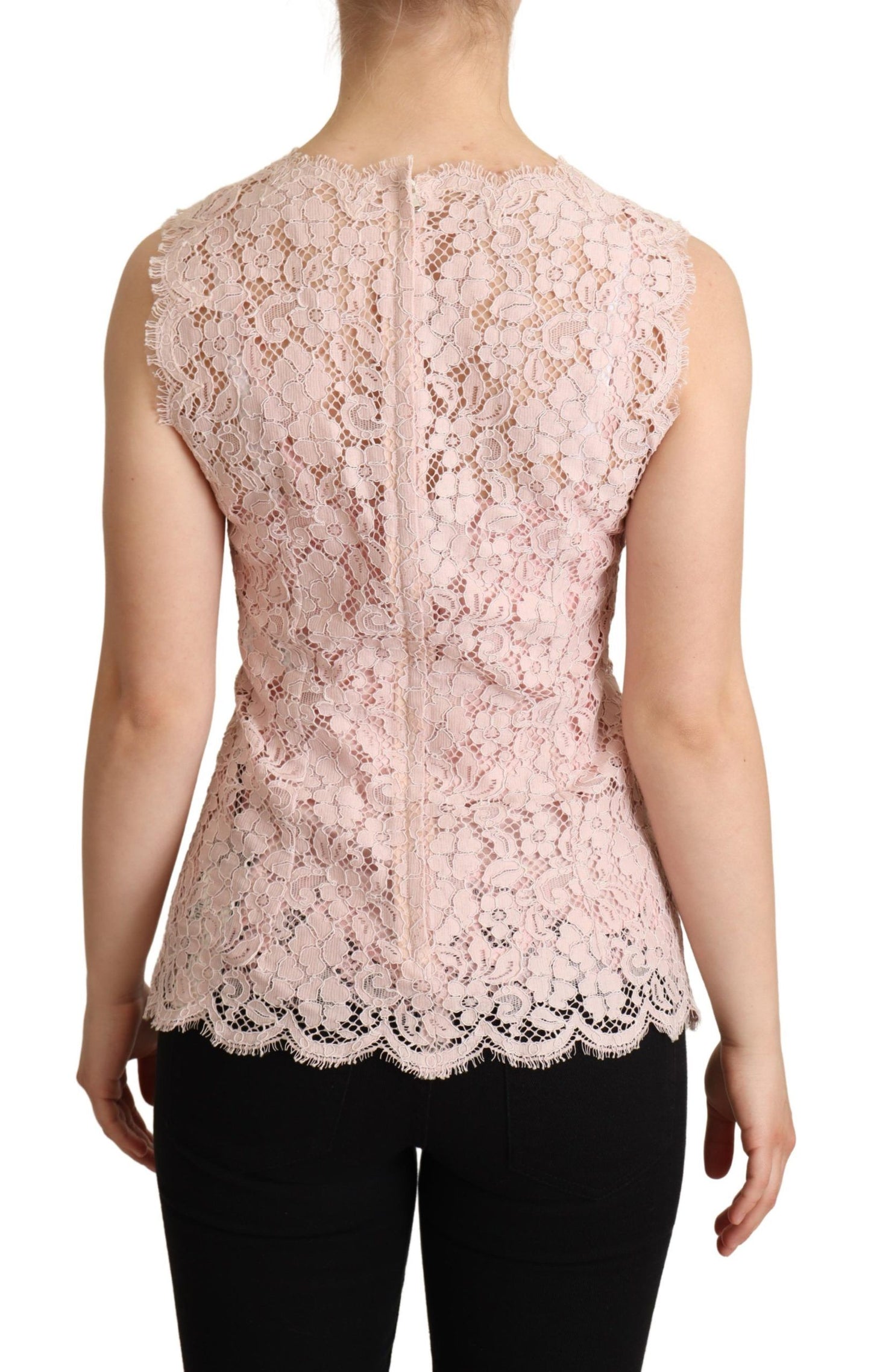 Dolce &amp; Gabbana Elegant pink sleeveless lace blouse