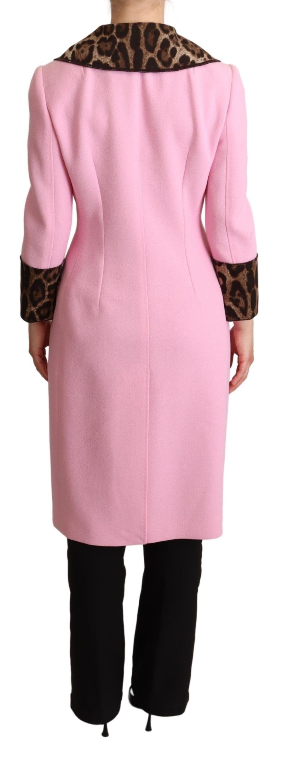 Dolce &amp; Gabbana Chic pink leopard trench with crystal buttons