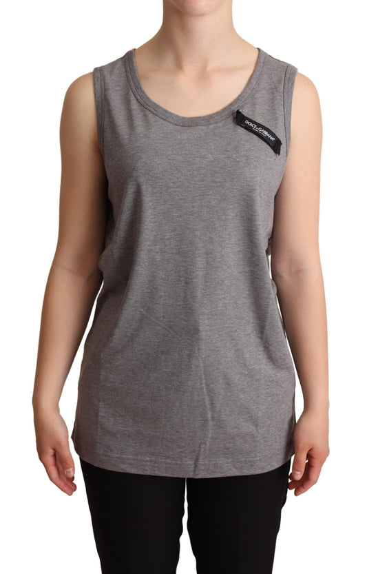 Dolce &amp; Gabbana Elegant sleeveless tank top in grey cotton jersey