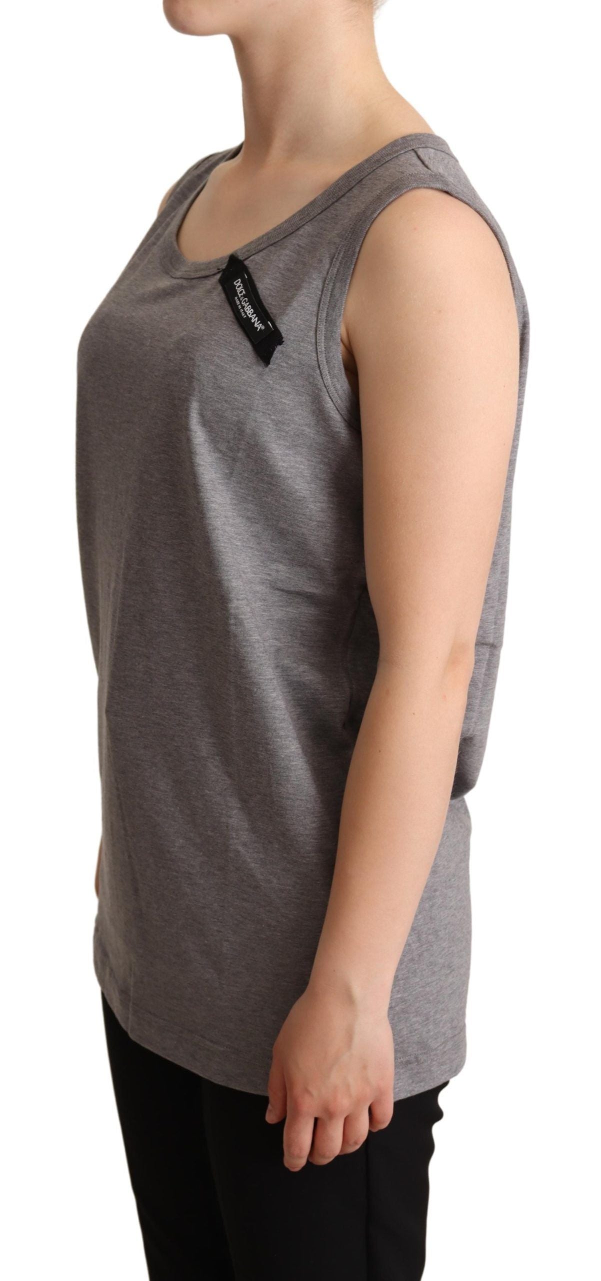 Dolce &amp; Gabbana Elegant sleeveless tank top in grey cotton jersey