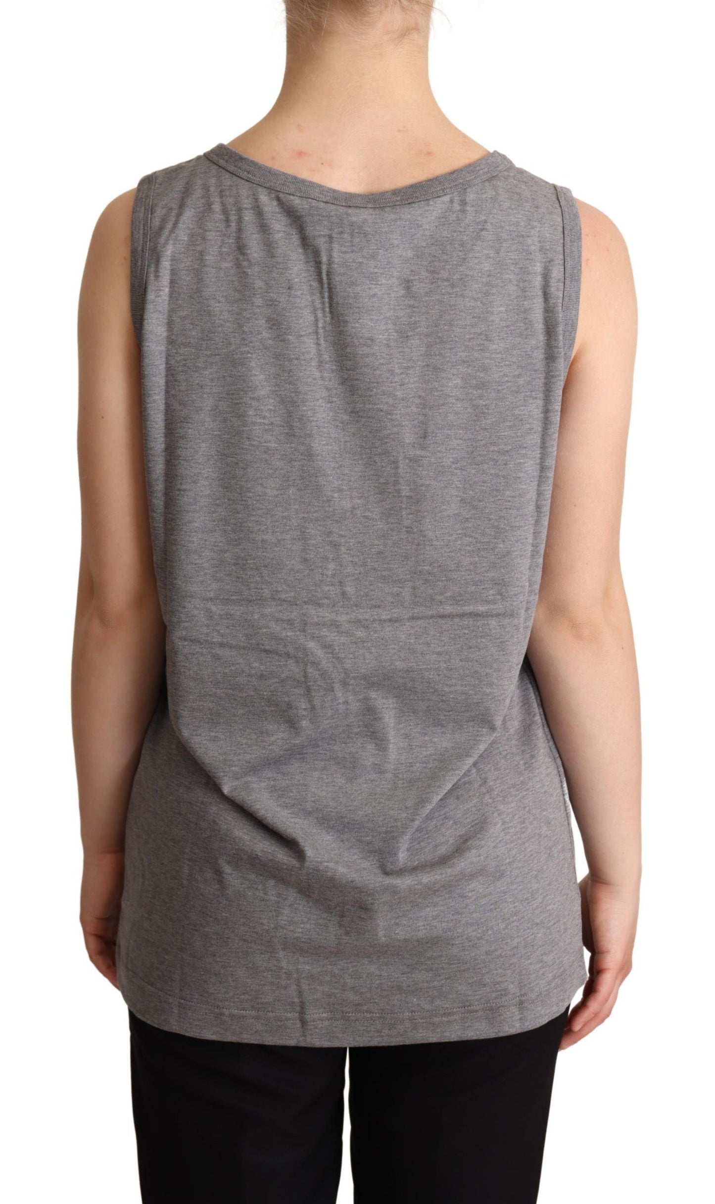 Dolce &amp; Gabbana Elegant sleeveless tank top in grey cotton jersey