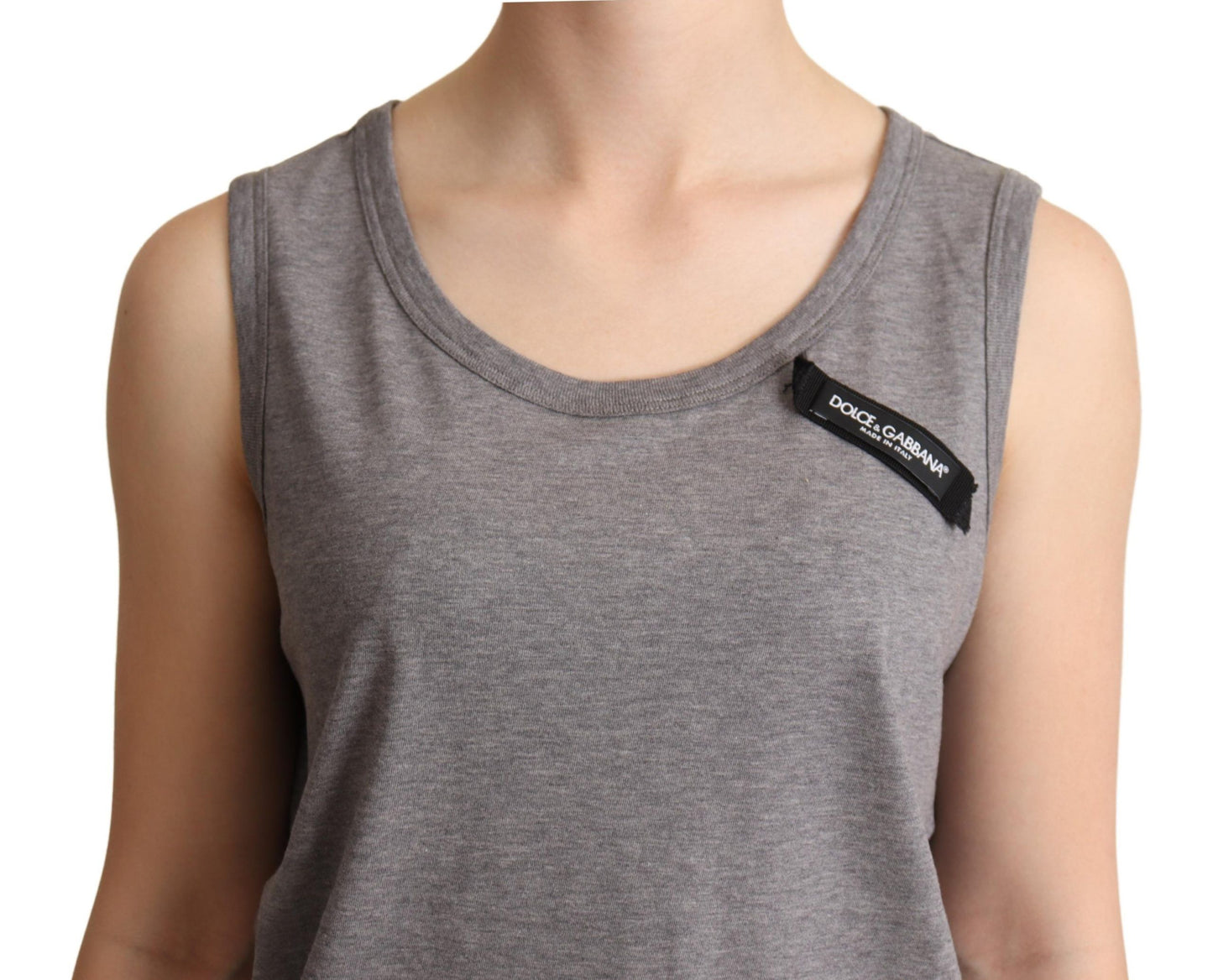 Dolce &amp; Gabbana Elegant sleeveless tank top in grey cotton jersey